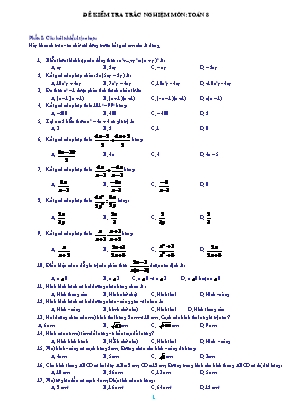 Đề kiểm tra trắc nghiệm môn Toán Lớp 8